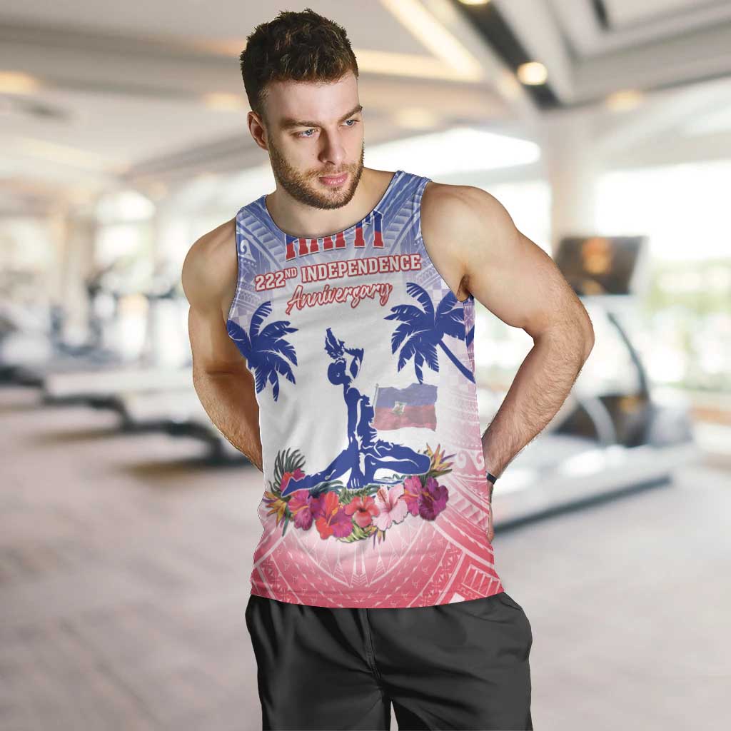 Personalised Haiti Independence Day Men Tank Top Neg Maron Polynesian Style LT05 Blue - Polynesian Pride