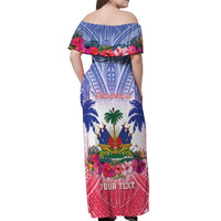 Personalised Haiti Independence Day Off Shoulder Maxi Dress Neg Maron Polynesian Style LT05 - Polynesian Pride