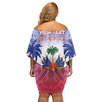 Personalised Haiti Independence Day Off Shoulder Short Dress Neg Maron Polynesian Style LT05 - Polynesian Pride