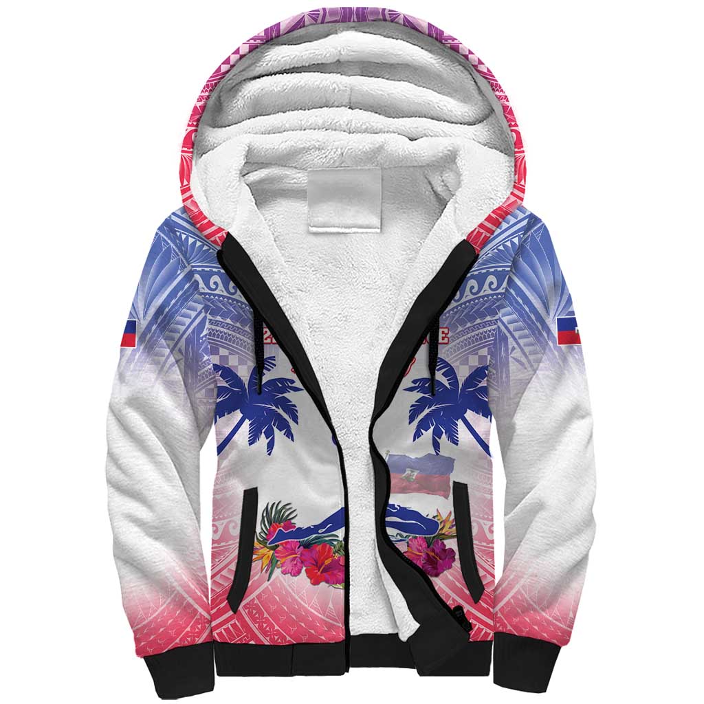 Personalised Haiti Independence Day Sherpa Hoodie Neg Maron Polynesian Style LT05 Unisex Blue - Polynesian Pride