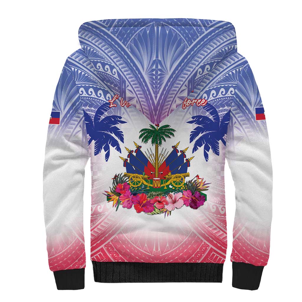 Personalised Haiti Independence Day Sherpa Hoodie Neg Maron Polynesian Style LT05 - Polynesian Pride
