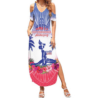 Personalised Haiti Independence Day Summer Maxi Dress Neg Maron Polynesian Style LT05 Women Blue - Polynesian Pride