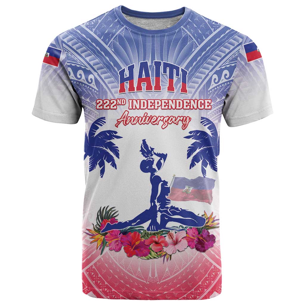 Personalised Haiti Independence Day T Shirt Neg Maron Polynesian Style LT05 Blue - Polynesian Pride