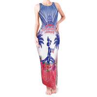 Personalised Haiti Independence Day Tank Maxi Dress Neg Maron Polynesian Style LT05 Women Blue - Polynesian Pride
