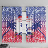 Haiti Independence Day Window Curtain Neg Maron Polynesian Style LT05 With Hooks Blue - Polynesian Pride