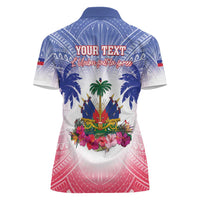 Personalised Haiti Independence Day Women Polo Shirt Neg Maron Polynesian Style