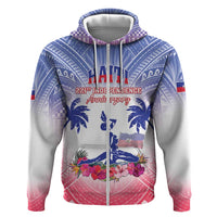 Personalised Haiti Independence Day Zip Hoodie Neg Maron Polynesian Style