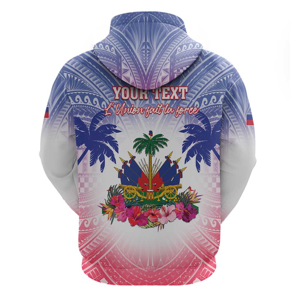 Personalised Haiti Independence Day Zip Hoodie Neg Maron Polynesian Style