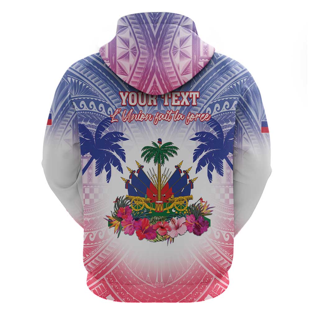 Personalised Haiti Independence Day Zip Hoodie Neg Maron Polynesian Style LT05 - Polynesian Pride