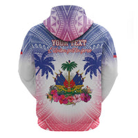 Personalised Haiti Independence Day Zip Hoodie Neg Maron Polynesian Style LT05 - Polynesian Pride