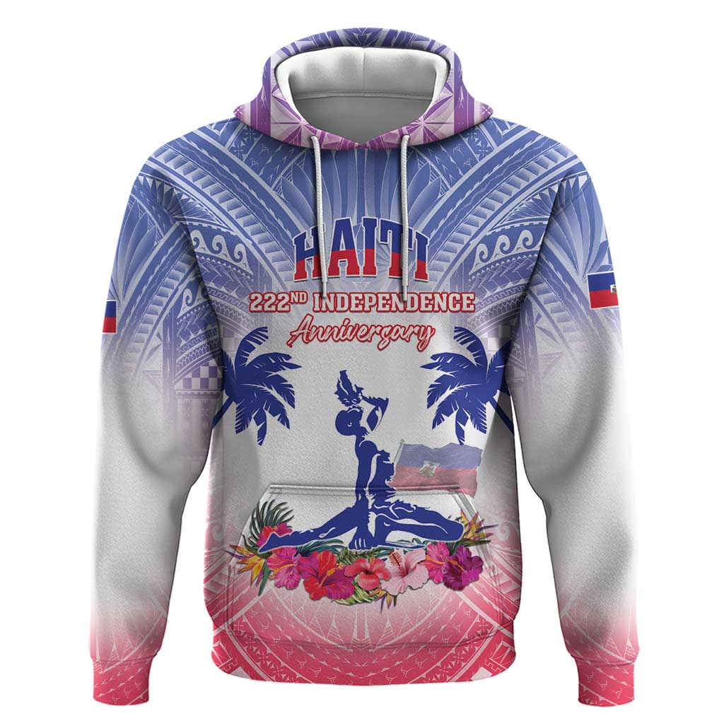 Personalised Haiti Independence Day Zip Hoodie Neg Maron Polynesian Style LT05 Pullover Hoodie Blue - Polynesian Pride