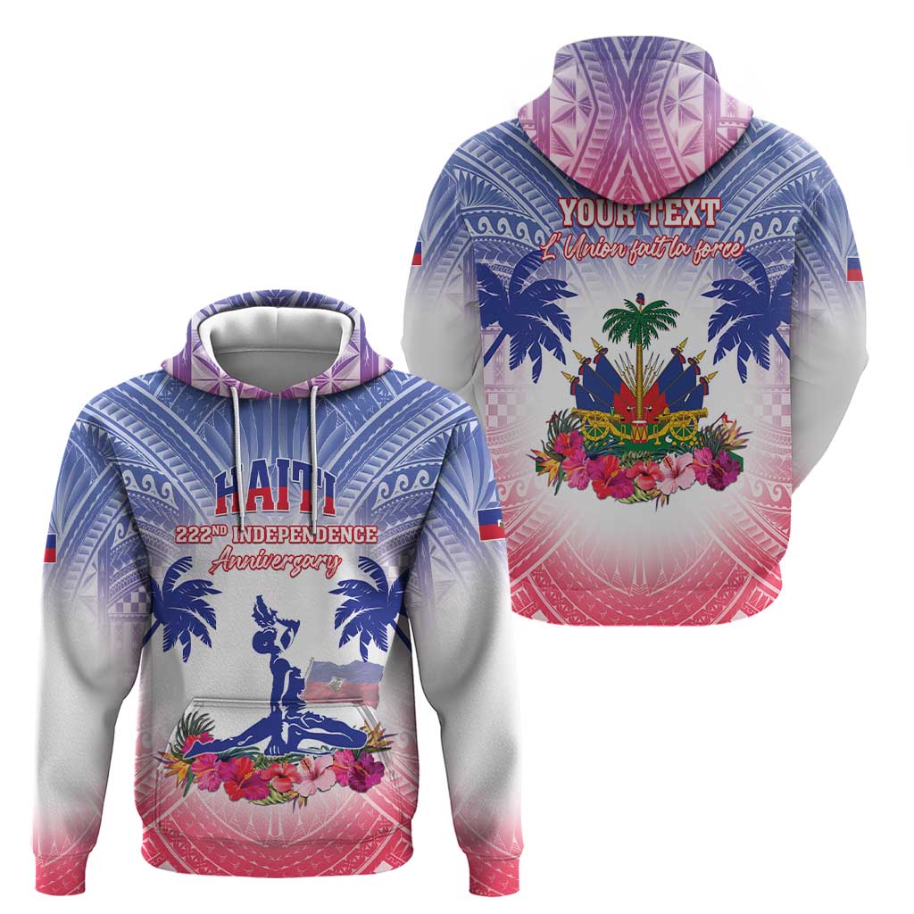 Personalised Haiti Independence Day Zip Hoodie Neg Maron Polynesian Style LT05 - Polynesian Pride