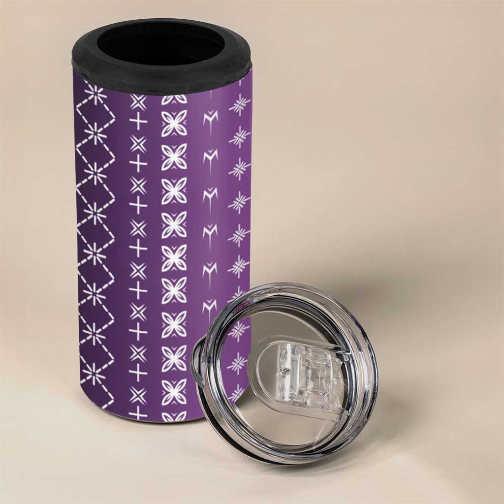 Purple Samoa Malu Tattoo Inspired 4 in 1 Can Cooler Tumbler LT05 - Polynesian Pride