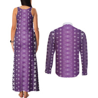 Purple Samoa Malu Tattoo Inspired Couples Matching Tank Maxi Dress and Long Sleeve Button Shirt LT05 - Polynesian Pride