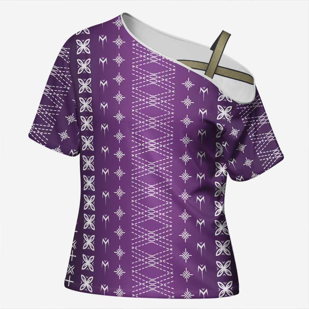 Purple Samoa Malu Tattoo Inspired Cross Shoulder Shirt LT05 Female Purple - Polynesian Pride
