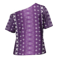 Purple Samoa Malu Tattoo Inspired Cross Shoulder Shirt LT05 - Polynesian Pride