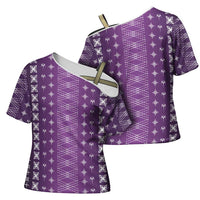 Purple Samoa Malu Tattoo Inspired Cross Shoulder Shirt LT05 - Polynesian Pride