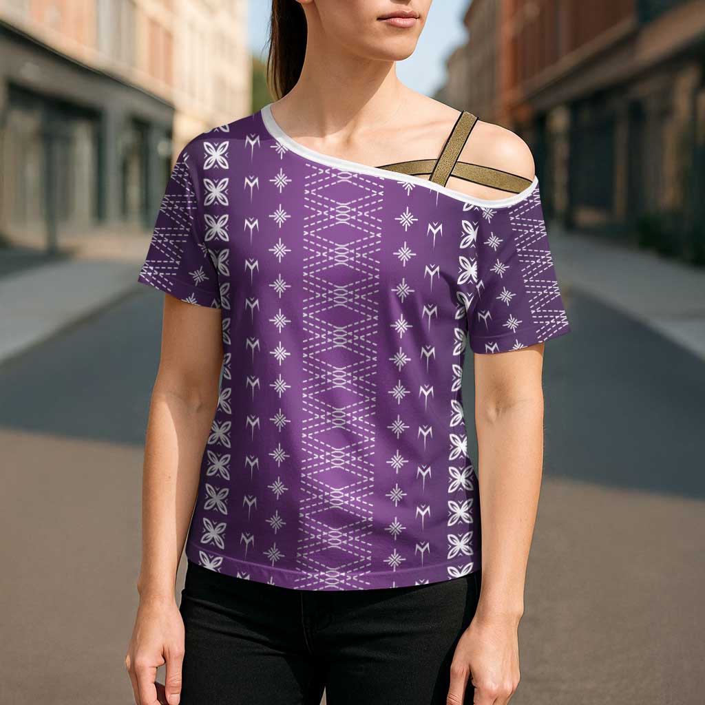 Purple Samoa Malu Tattoo Inspired Cross Shoulder Shirt LT05 - Polynesian Pride