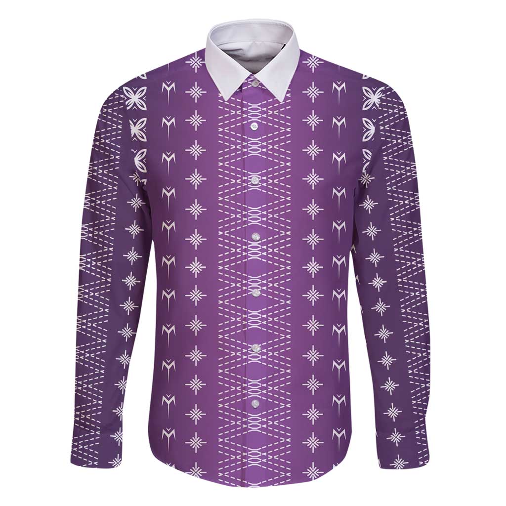 Purple Samoa Malu Tattoo Inspired Family Matching Long Sleeve Bodycon Dress and Hawaiian Shirt - Polynesian Pride