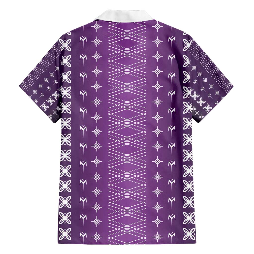 Purple Samoa Malu Tattoo Inspired Family Matching Off Shoulder Short Dress and Hawaiian Shirt - Polynesian Pride