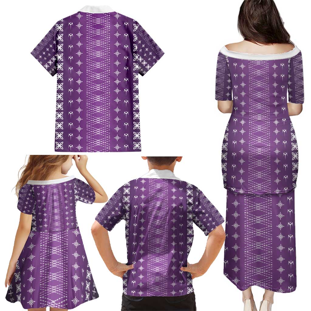 Purple Samoa Malu Tattoo Inspired Family Matching Puletasi and Hawaiian Shirt - Polynesian Pride