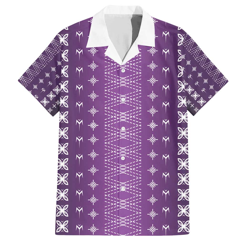 Purple Samoa Malu Tattoo Inspired Family Matching Short Sleeve Bodycon Dress and Hawaiian Shirt - Polynesian Pride