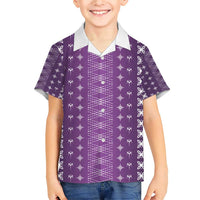 Purple Samoa Malu Tattoo Inspired Family Matching Short Sleeve Bodycon Dress and Hawaiian Shirt - Polynesian Pride