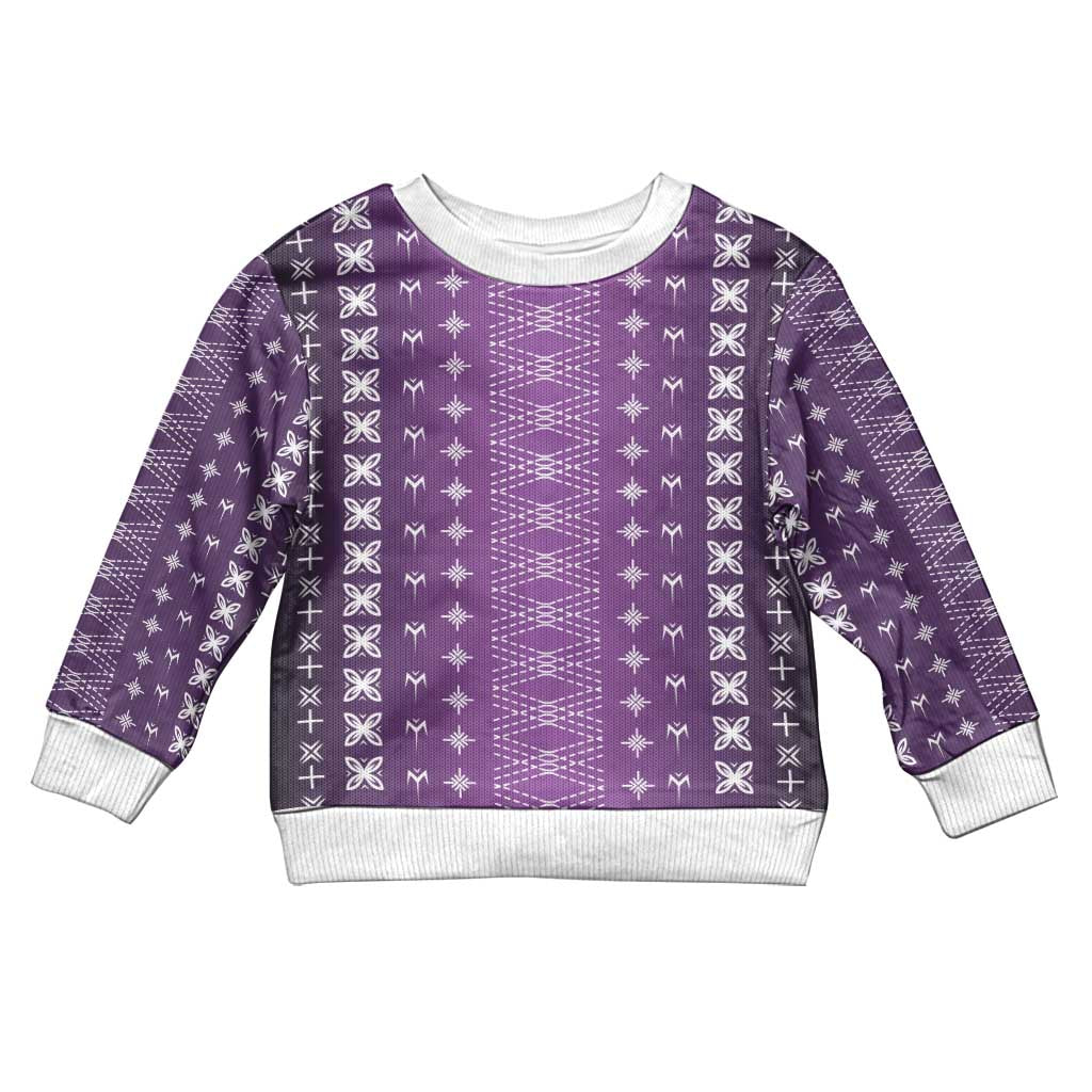 Purple Samoa Malu Tattoo Inspired Kid Ugly Christmas Sweater - Polynesian Pride