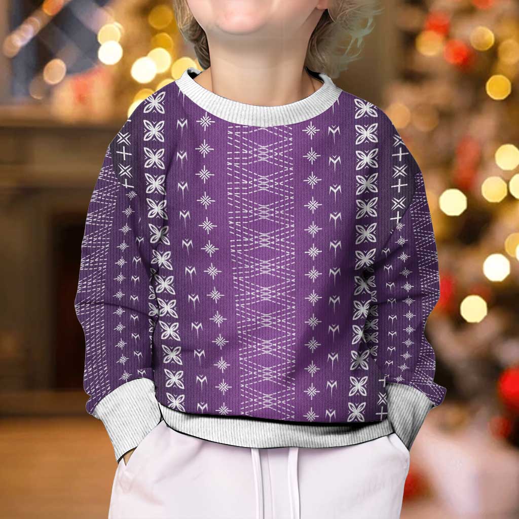 Purple Samoa Malu Tattoo Inspired Kid Ugly Christmas Sweater - Polynesian Pride