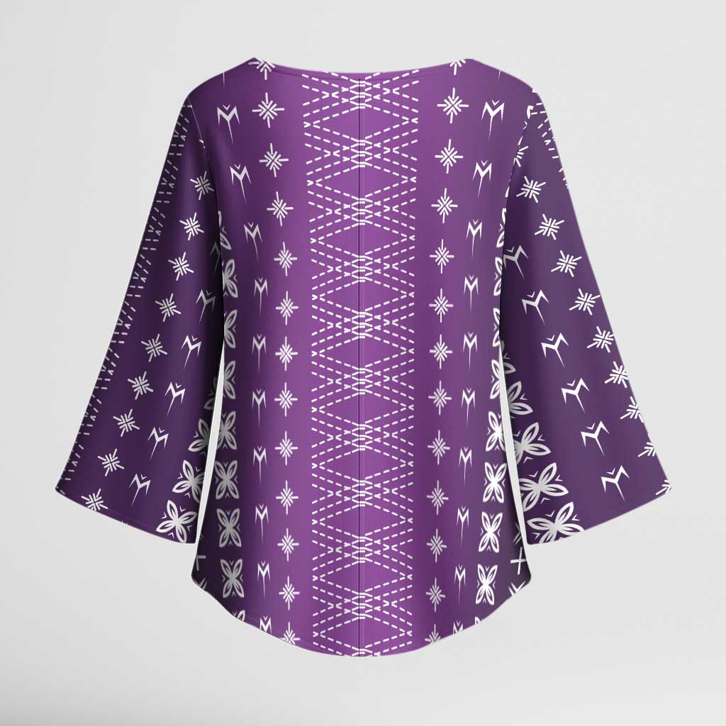 Purple Samoa Malu Tattoo Inspired Kimono Sleeve Blouse LT05 - Polynesian Pride
