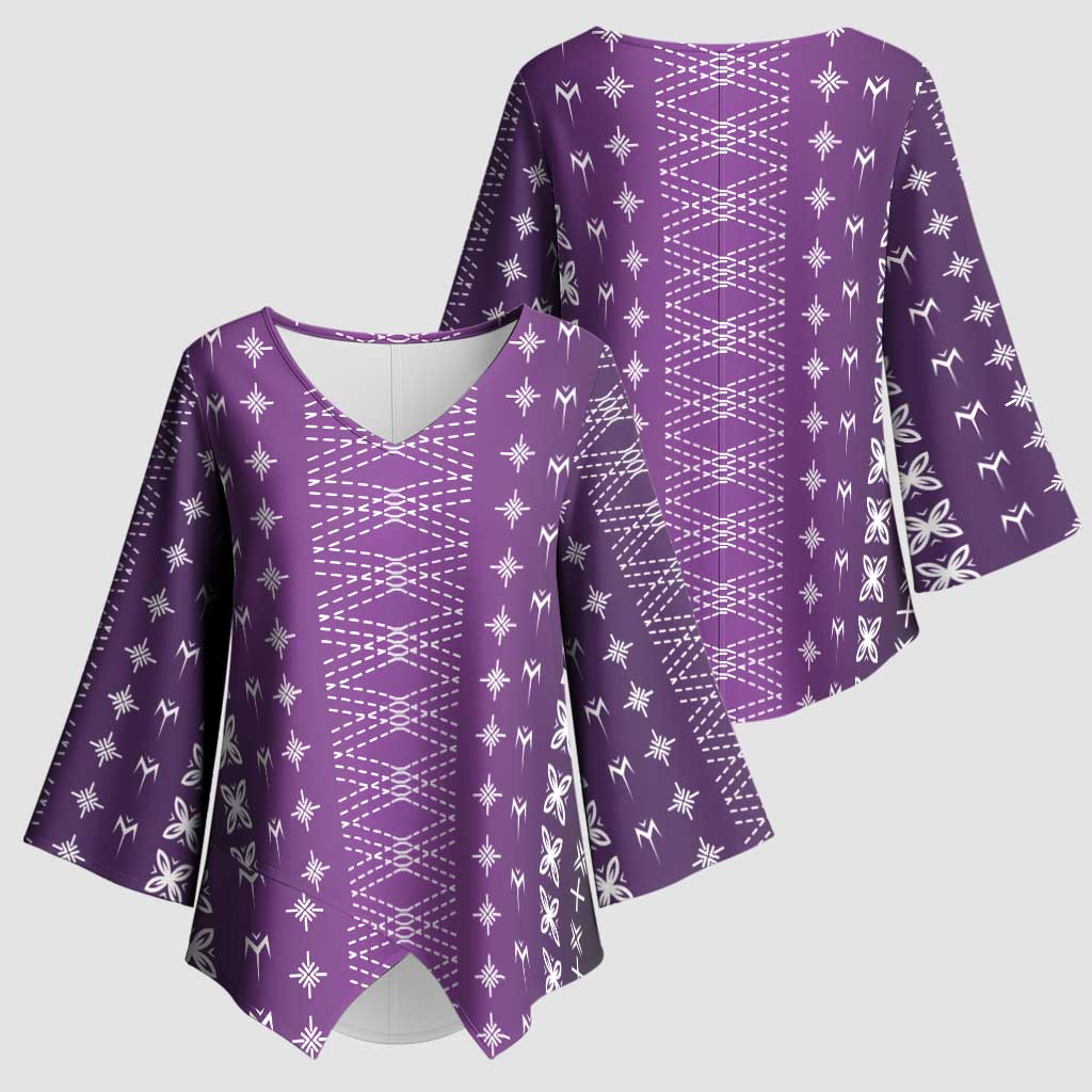 Purple Samoa Malu Tattoo Inspired Kimono Sleeve Blouse LT05 - Polynesian Pride