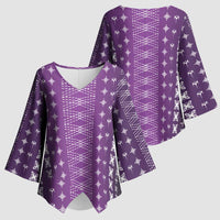 Purple Samoa Malu Tattoo Inspired Kimono Sleeve Blouse LT05 - Polynesian Pride