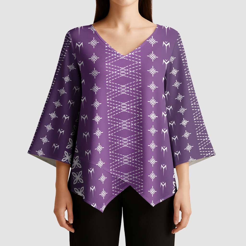 Purple Samoa Malu Tattoo Inspired Kimono Sleeve Blouse LT05 - Polynesian Pride