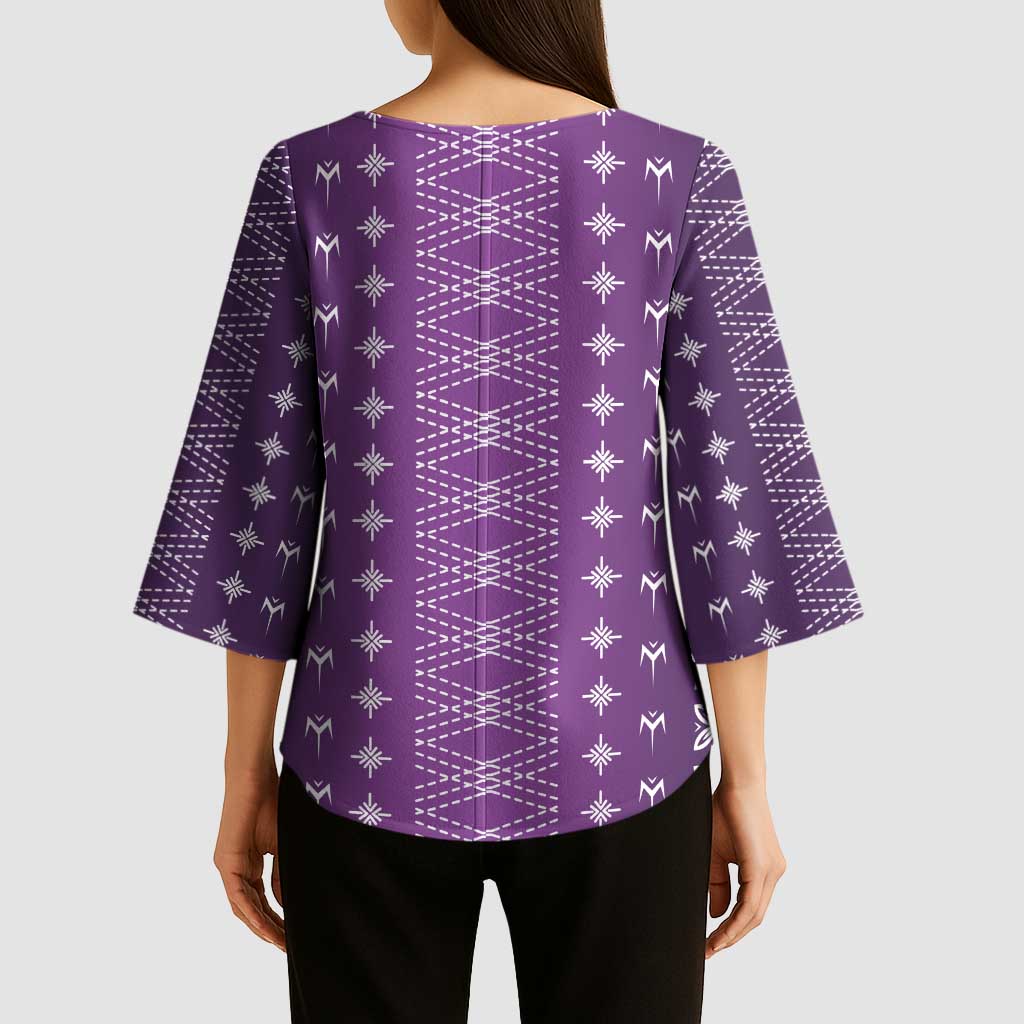 Purple Samoa Malu Tattoo Inspired Kimono Sleeve Blouse LT05 - Polynesian Pride