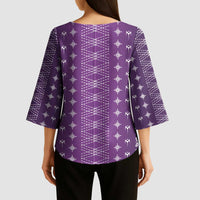 Purple Samoa Malu Tattoo Inspired Kimono Sleeve Blouse LT05 - Polynesian Pride