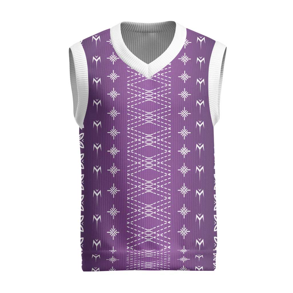 Purple Samoa Malu Tattoo Inspired Christmas Knitted V-Neck Vest - Polynesian Pride