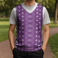 Purple Samoa Malu Tattoo Inspired Christmas Knitted V-Neck Vest - Polynesian Pride