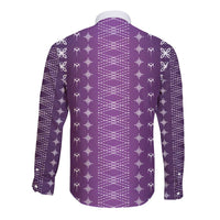 Purple Samoa Malu Tattoo Inspired Long Sleeve Button Shirt LT05 - Polynesian Pride