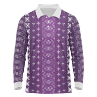 Purple Samoa Malu Tattoo Inspired Long Sleeve Polo Shirt LT05 Purple - Polynesian Pride