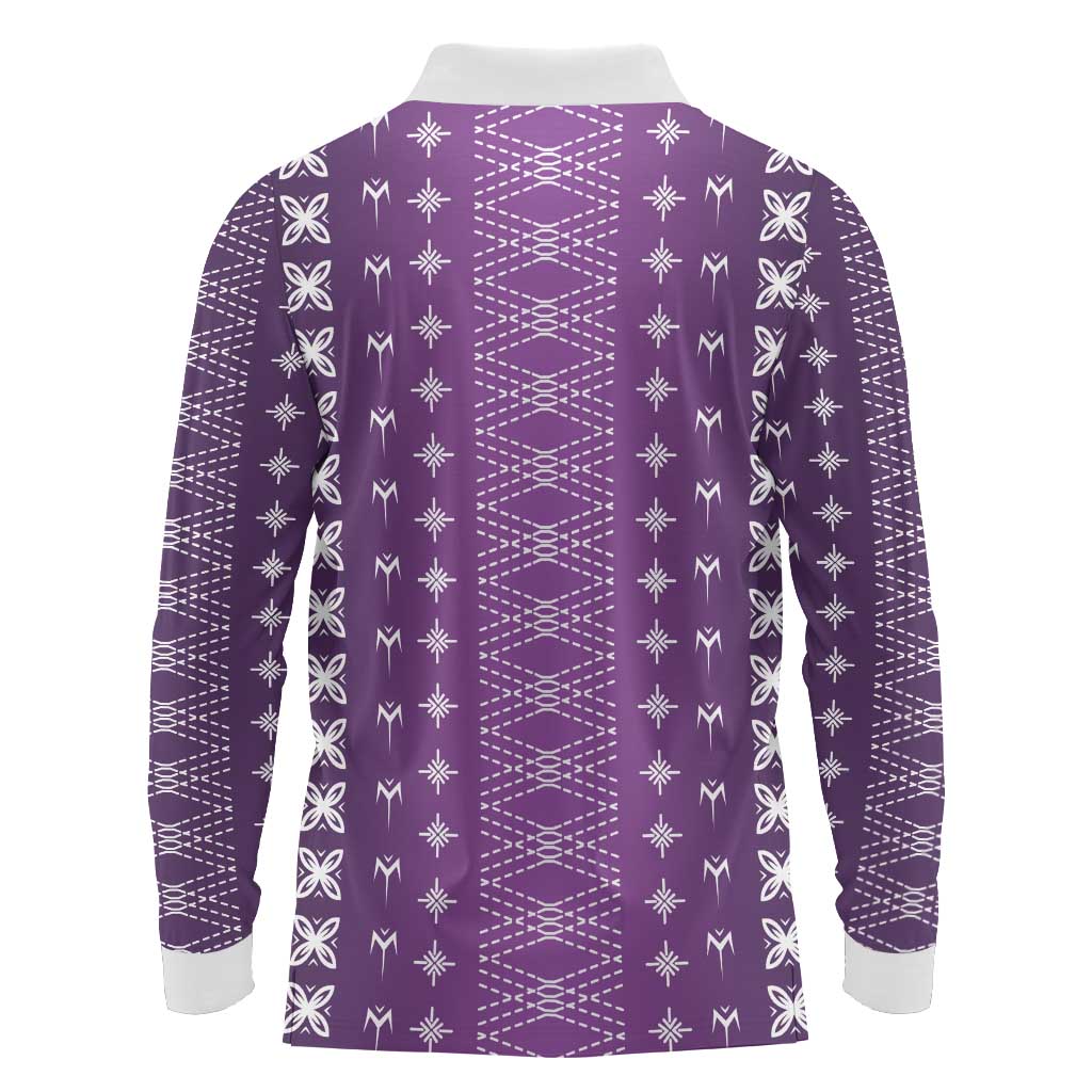 Purple Samoa Malu Tattoo Inspired Long Sleeve Polo Shirt LT05 - Polynesian Pride