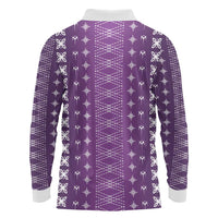 Purple Samoa Malu Tattoo Inspired Long Sleeve Polo Shirt LT05 - Polynesian Pride