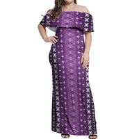 Purple Samoa Malu Tattoo Inspired Off Shoulder Maxi Dress LT05 Women Purple - Polynesian Pride