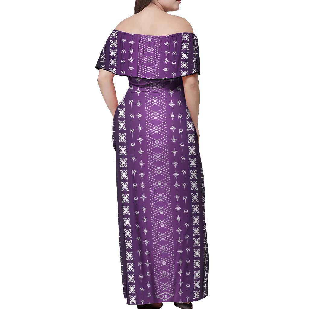 Purple Samoa Malu Tattoo Inspired Off Shoulder Maxi Dress LT05 - Polynesian Pride