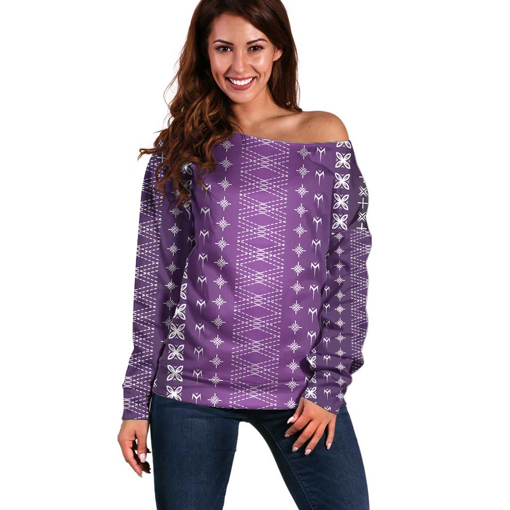 Purple Samoa Malu Tattoo Inspired Off Shoulder Sweater - Polynesian Pride