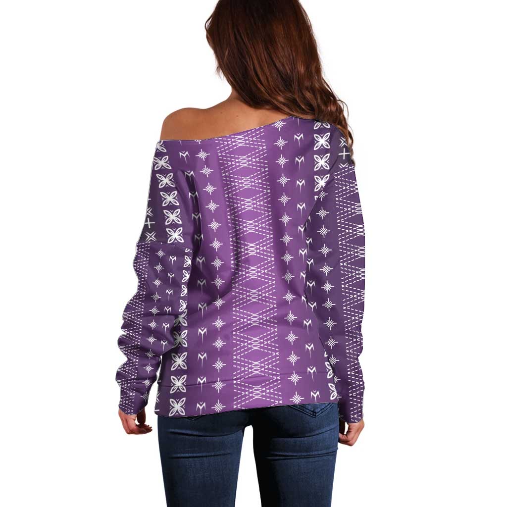 Purple Samoa Malu Tattoo Inspired Off Shoulder Sweater - Polynesian Pride