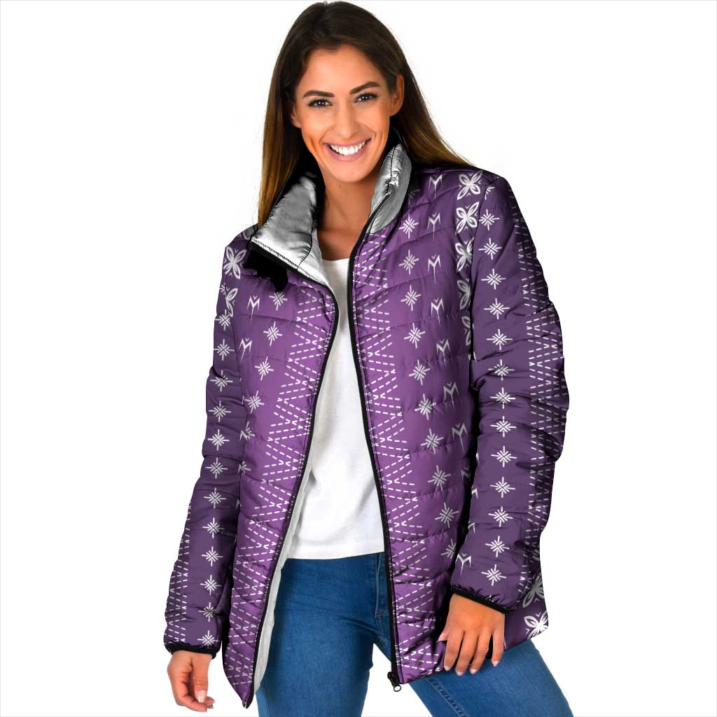 Purple Samoa Malu Tattoo Inspired Padded Jacket LT05 Women Purple - Polynesian Pride