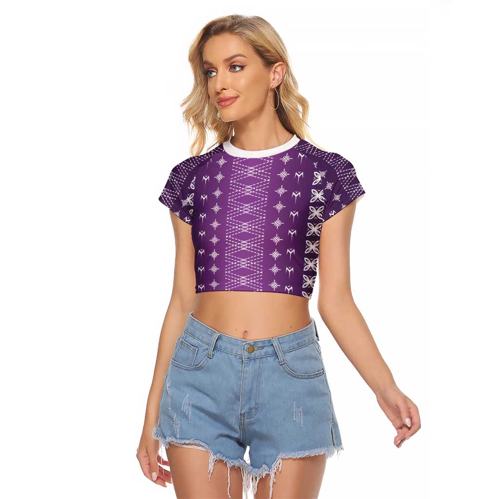 Purple Samoa Malu Tattoo Inspired Raglan Cropped T Shirt LT05 Female Purple - Polynesian Pride