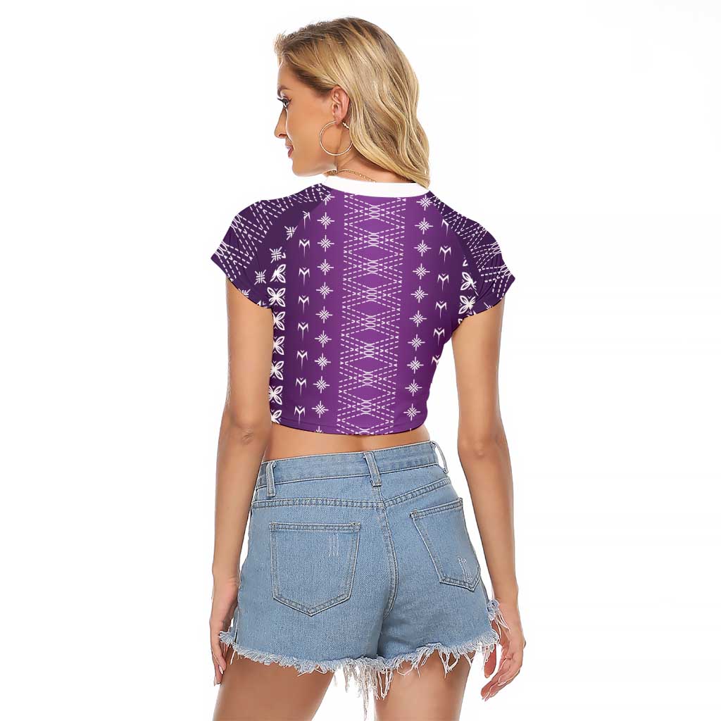 Purple Samoa Malu Tattoo Inspired Raglan Cropped T Shirt LT05 - Polynesian Pride