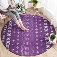 Purple Samoa Malu Tattoo Inspired Round Carpet - Polynesian Pride
