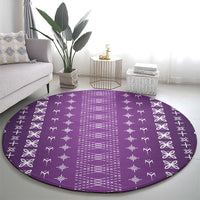Purple Samoa Malu Tattoo Inspired Round Carpet - Polynesian Pride